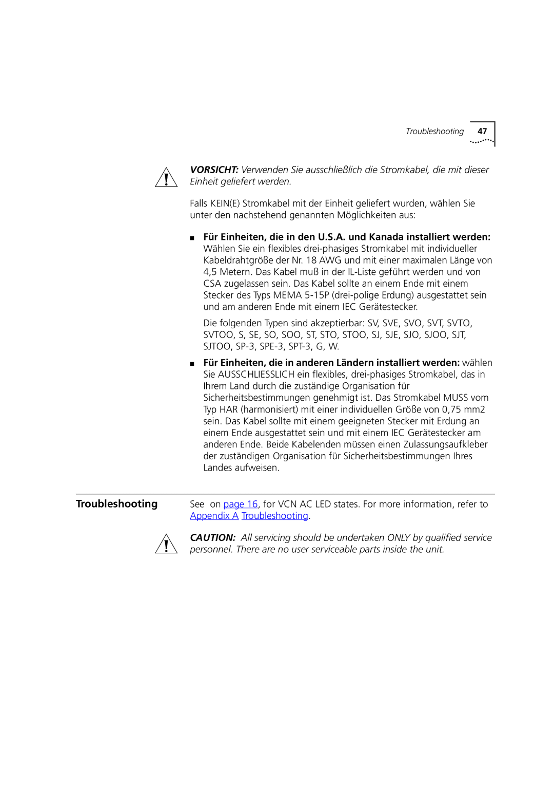 3Com DSA-3CV1100-02 service manual Troubleshooting 