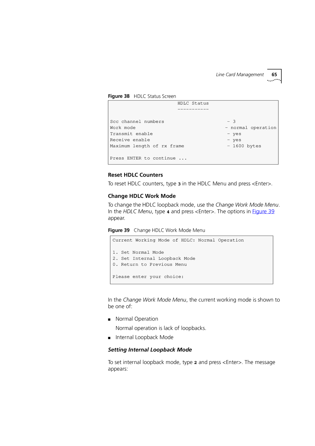 3Com DSA-3CV1100-02 service manual Reset Hdlc Counters, Change Hdlc Work Mode 