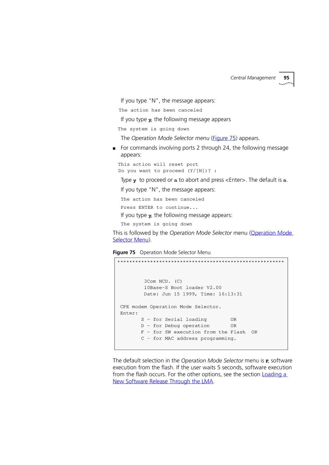 3Com DSA-3CV1100-02 service manual If you type N, the message appears, If you type y, the following message appears 