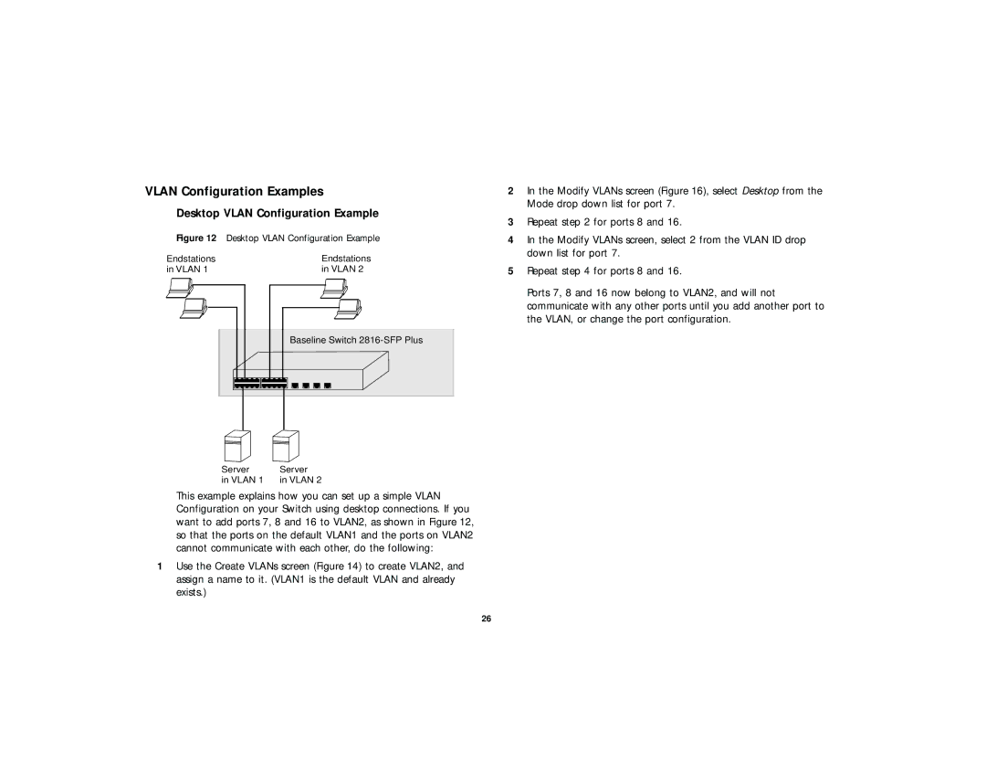 3Com DUA 1648-5AAA02, 2816-SFP Plus (3C16485) manual Vlan Configuration Examples, Desktop Vlan Configuration Example 