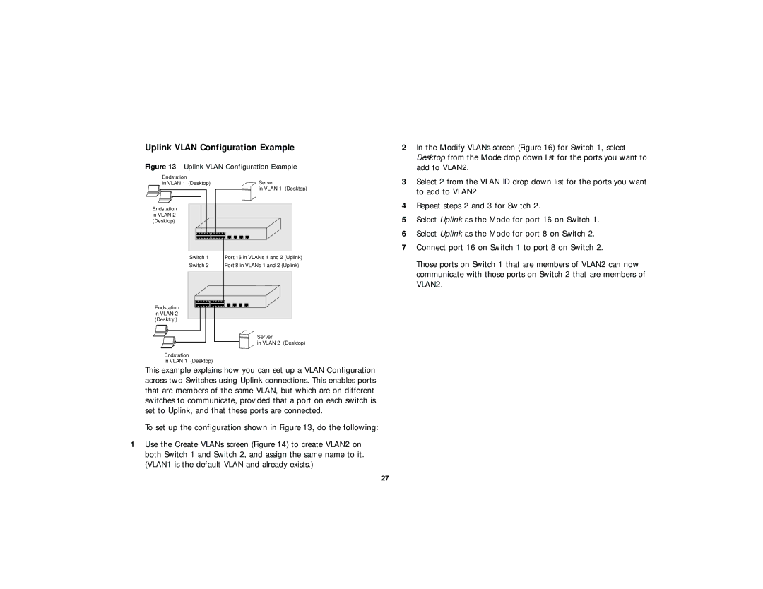 3Com 2816-SFP Plus (3C16485), DUA 1648-5AAA02 manual Uplink Vlan Configuration Example 