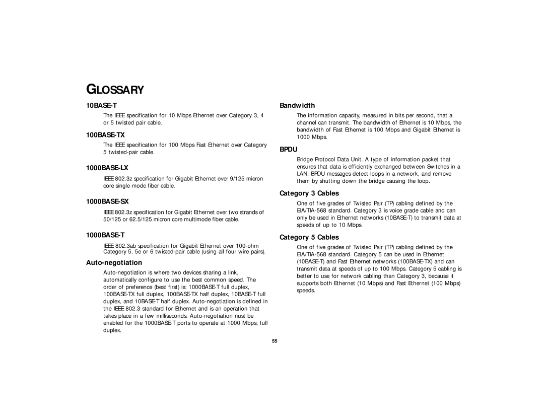 3Com 2816-SFP Plus (3C16485), DUA 1648-5AAA02 manual Glossary 