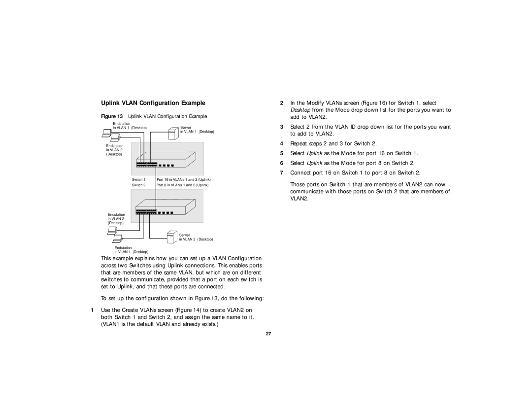 3Com 2816-SFP Plus (3C16485), DUA 1648-5AAA02 manual Uplink VLAN Configuration Example 
