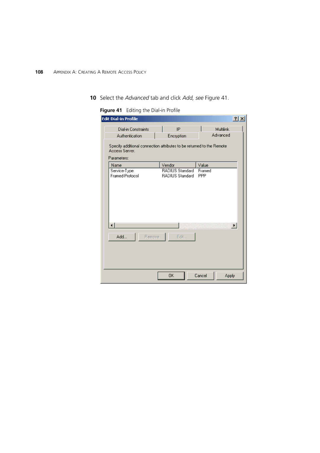 3Com DUA1550-0AAA02 manual Select the Advanced tab and click Add, see Figure 