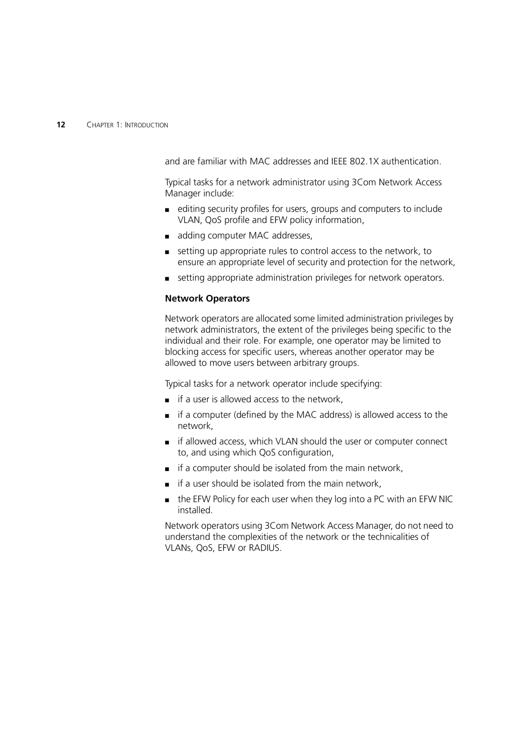 3Com DUA1550-0AAA02 manual Network Operators 