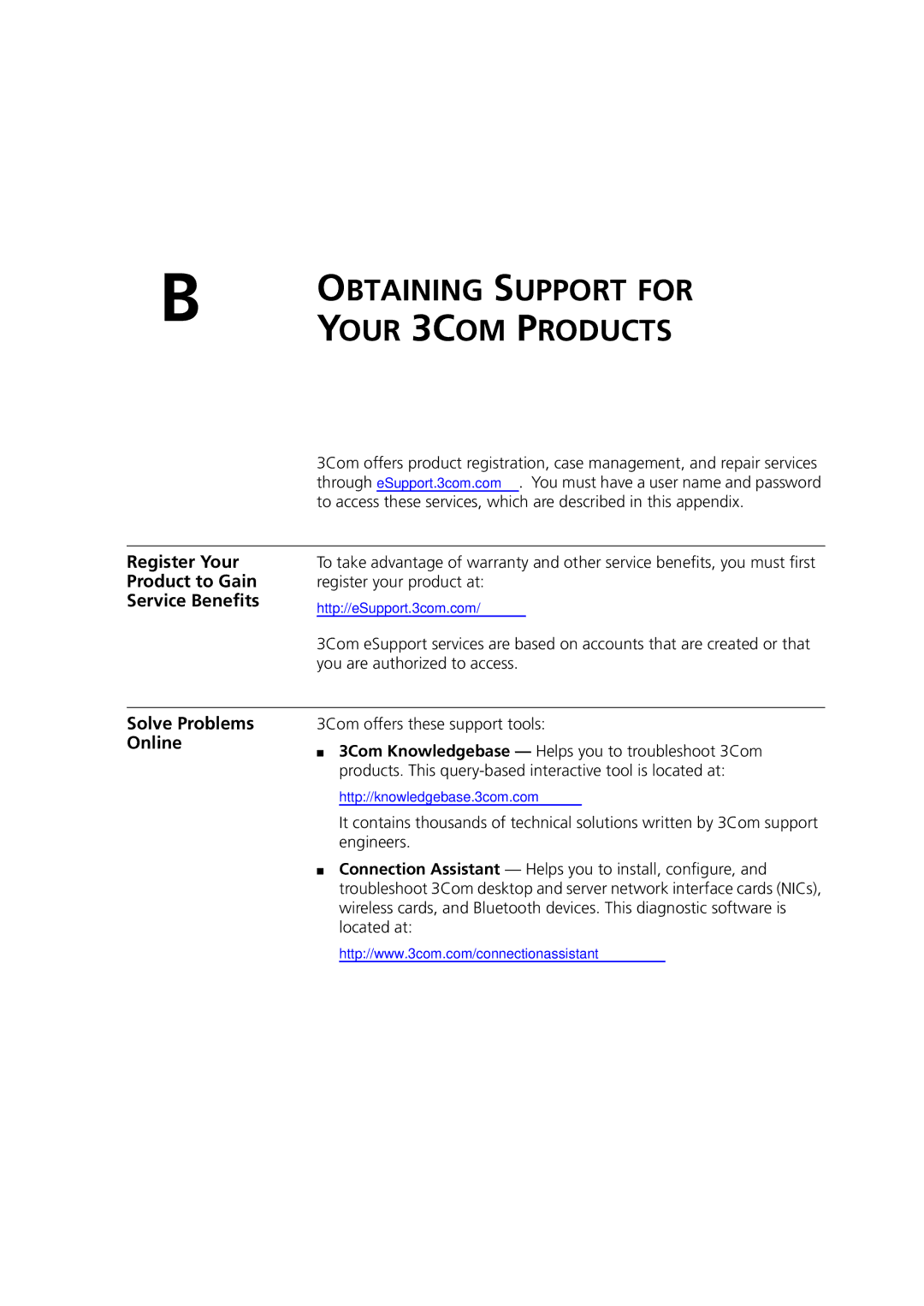 3Com DUA1550-0AAA02 manual Register Your Product to Gain Service Benefits, Solve Problems Online 