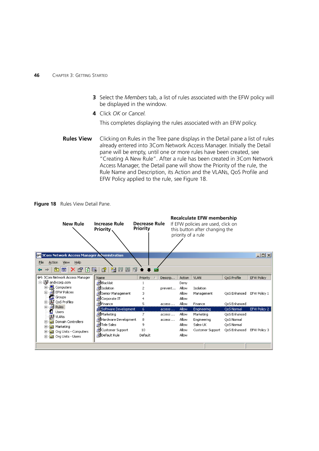 3Com DUA1550-0AAA02 manual New Rule Increase Rule, Priority Recalculate EFW membership 