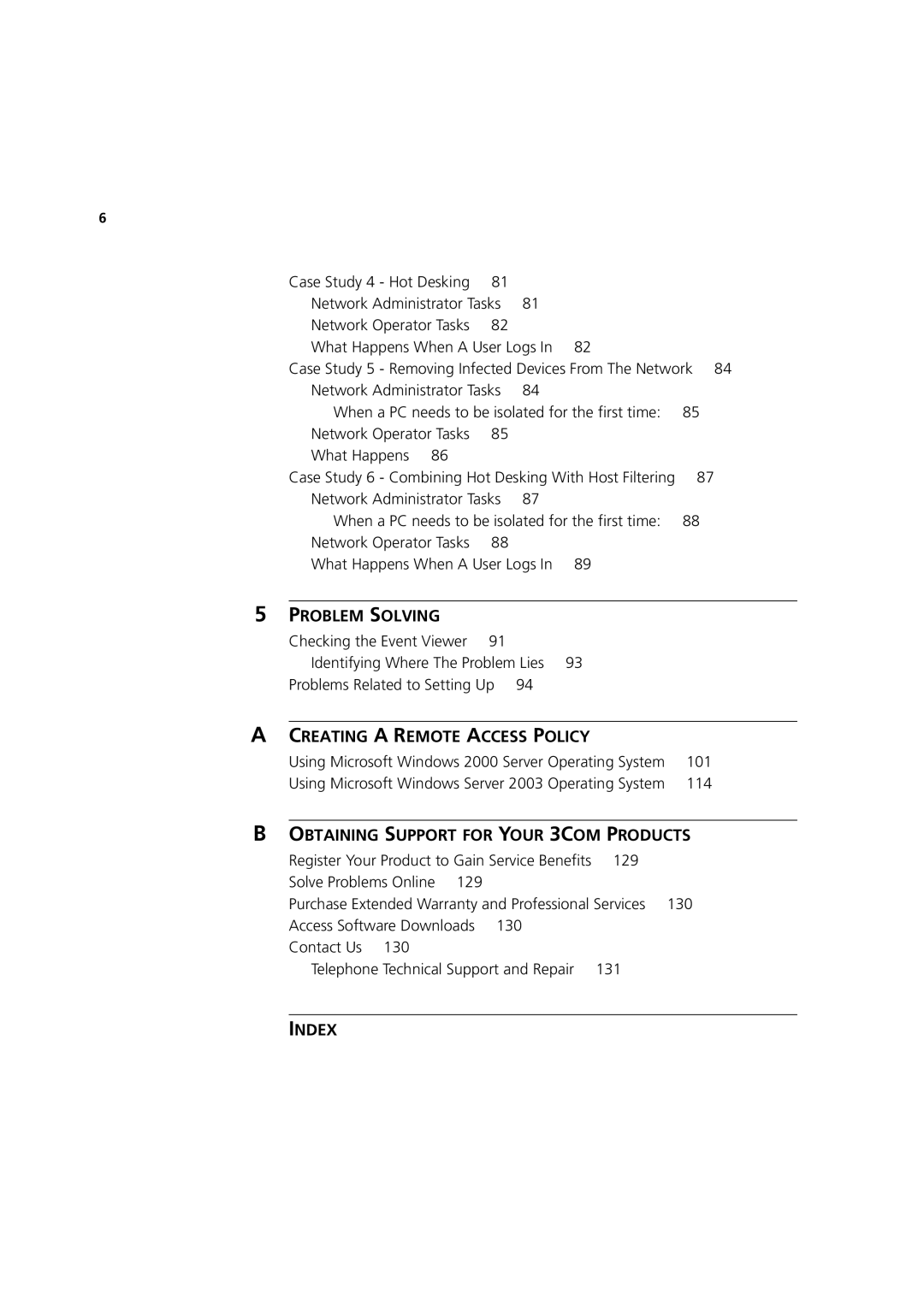 3Com DUA1550-0AAA02 manual Index 