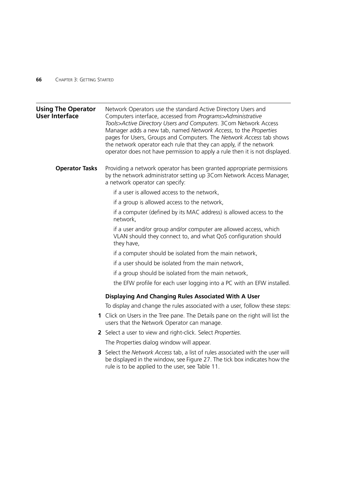 3Com DUA1550-0AAA02 manual Displaying And Changing Rules Associated With a User 