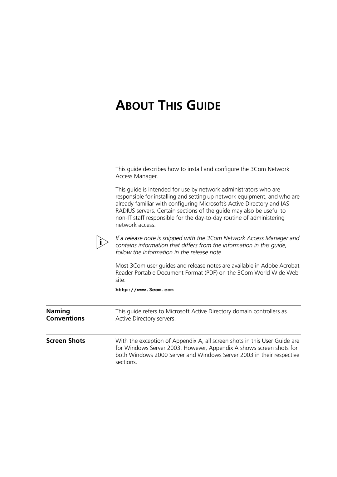 3Com DUA1550-0AAA02 manual Naming, Conventions, Screen Shots 