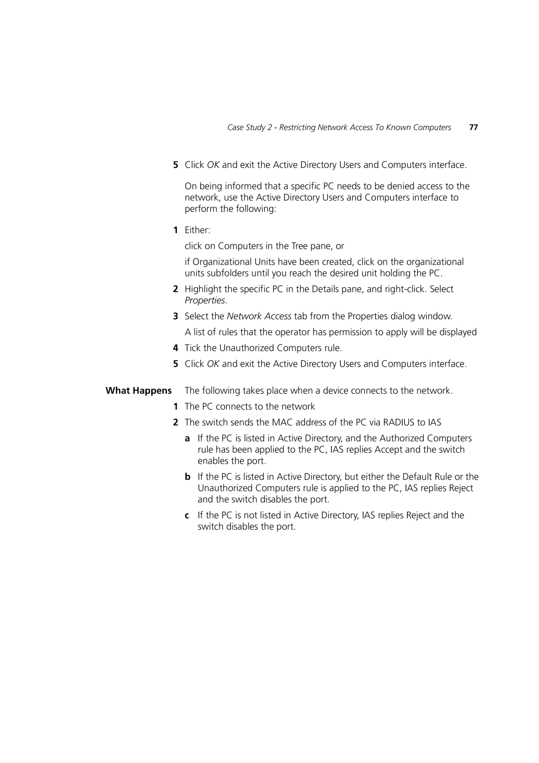 3Com DUA1550-0AAA02 manual Case Study 2 Restricting Network Access To Known Computers 