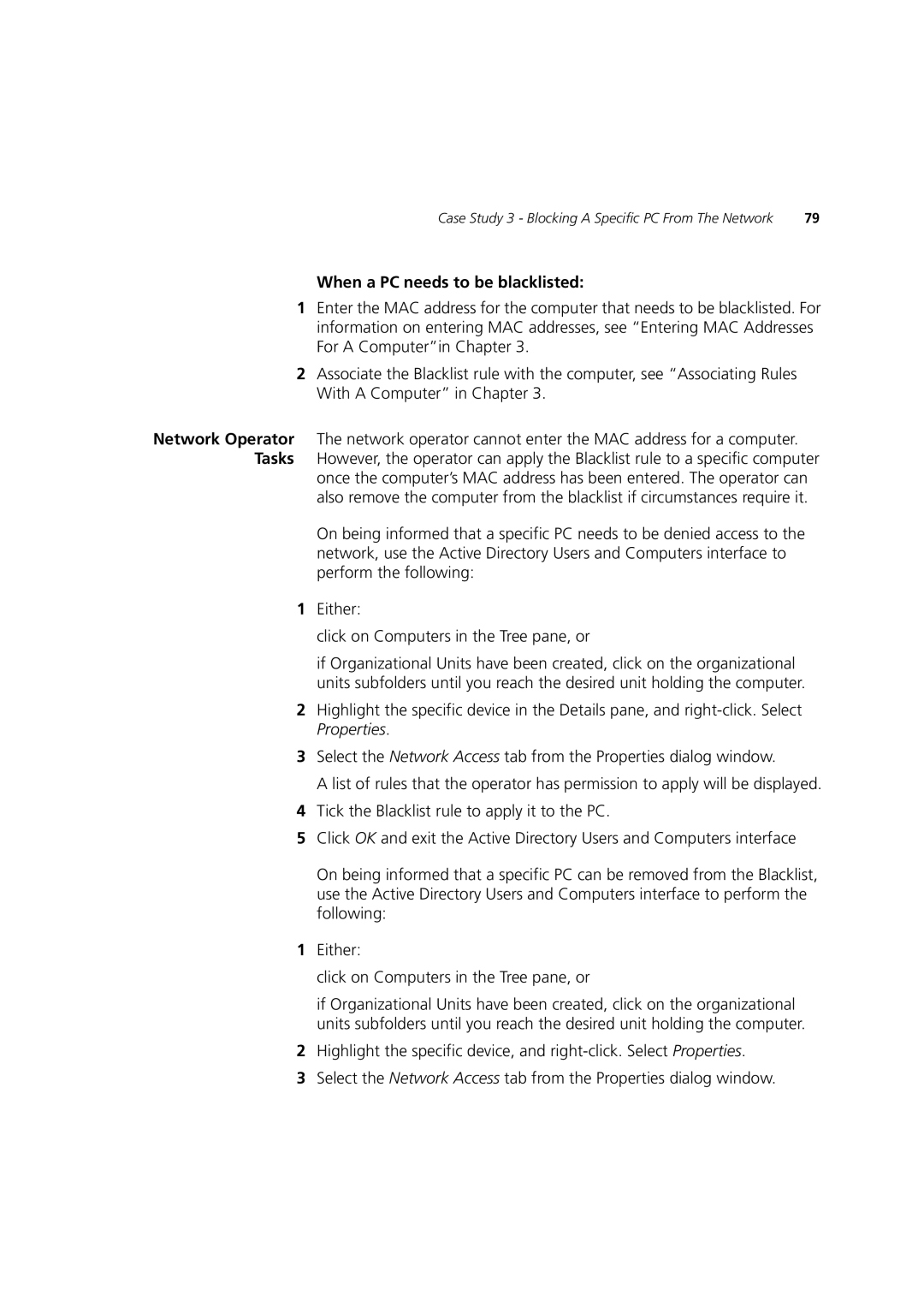 3Com DUA1550-0AAA02 manual When a PC needs to be blacklisted 