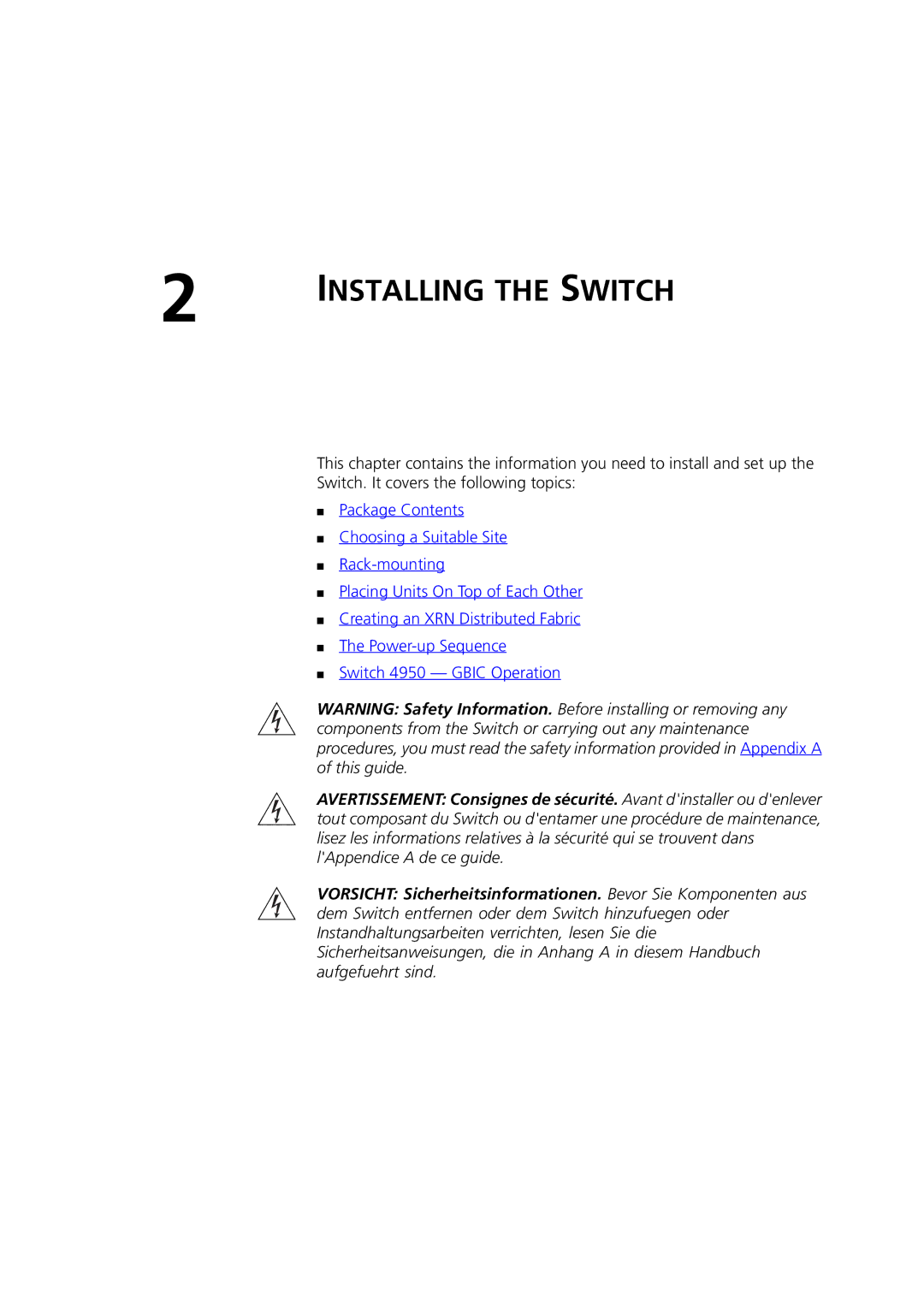 3Com DUA1770-0AAA04 manual Installing the Switch 