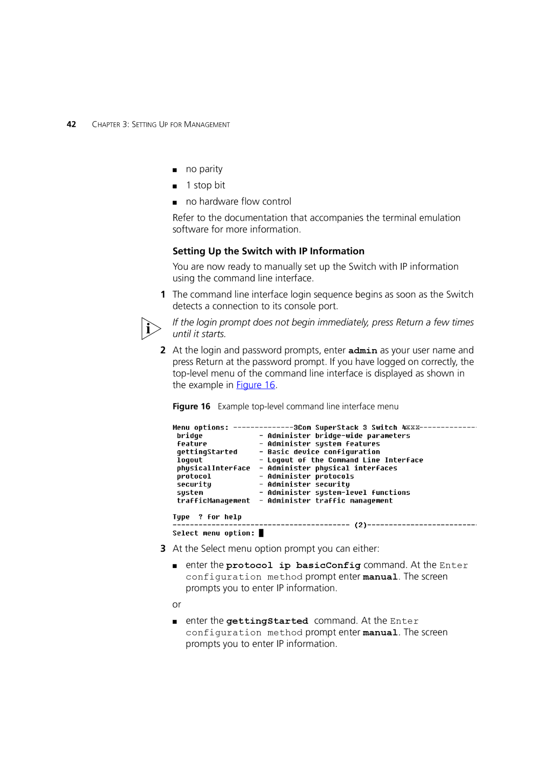 3Com DUA1770-0AAA04 manual Setting Up the Switch with IP Information 