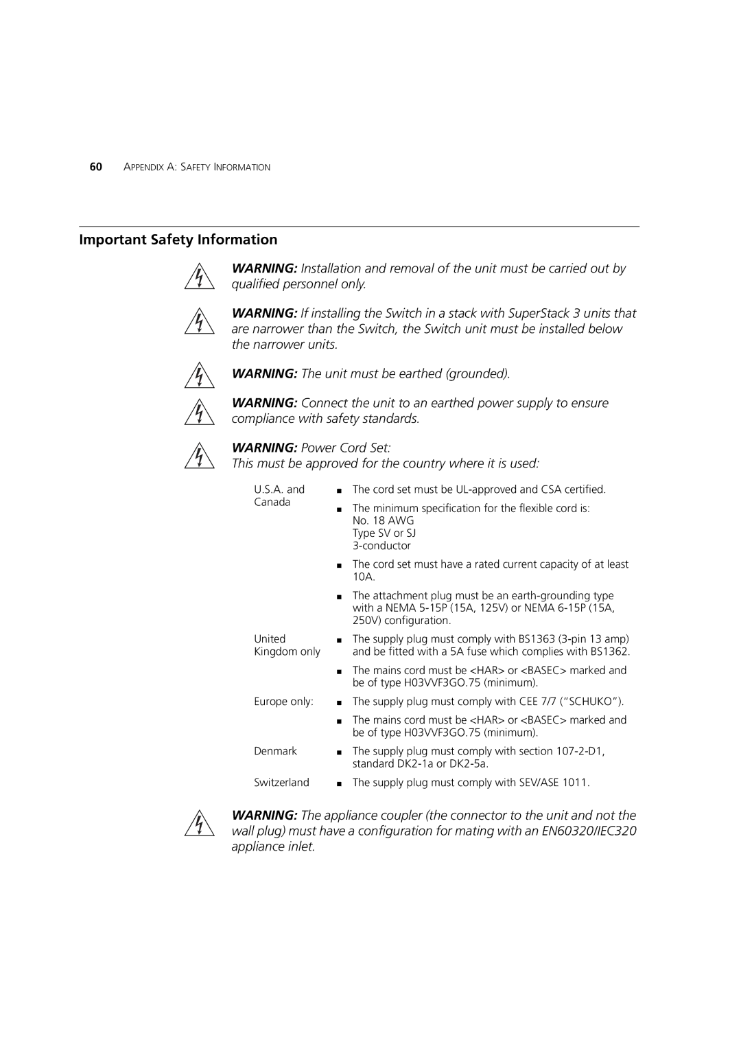 3Com DUA1770-0AAA04 manual Important Safety Information, This must be approved for the country where it is used 