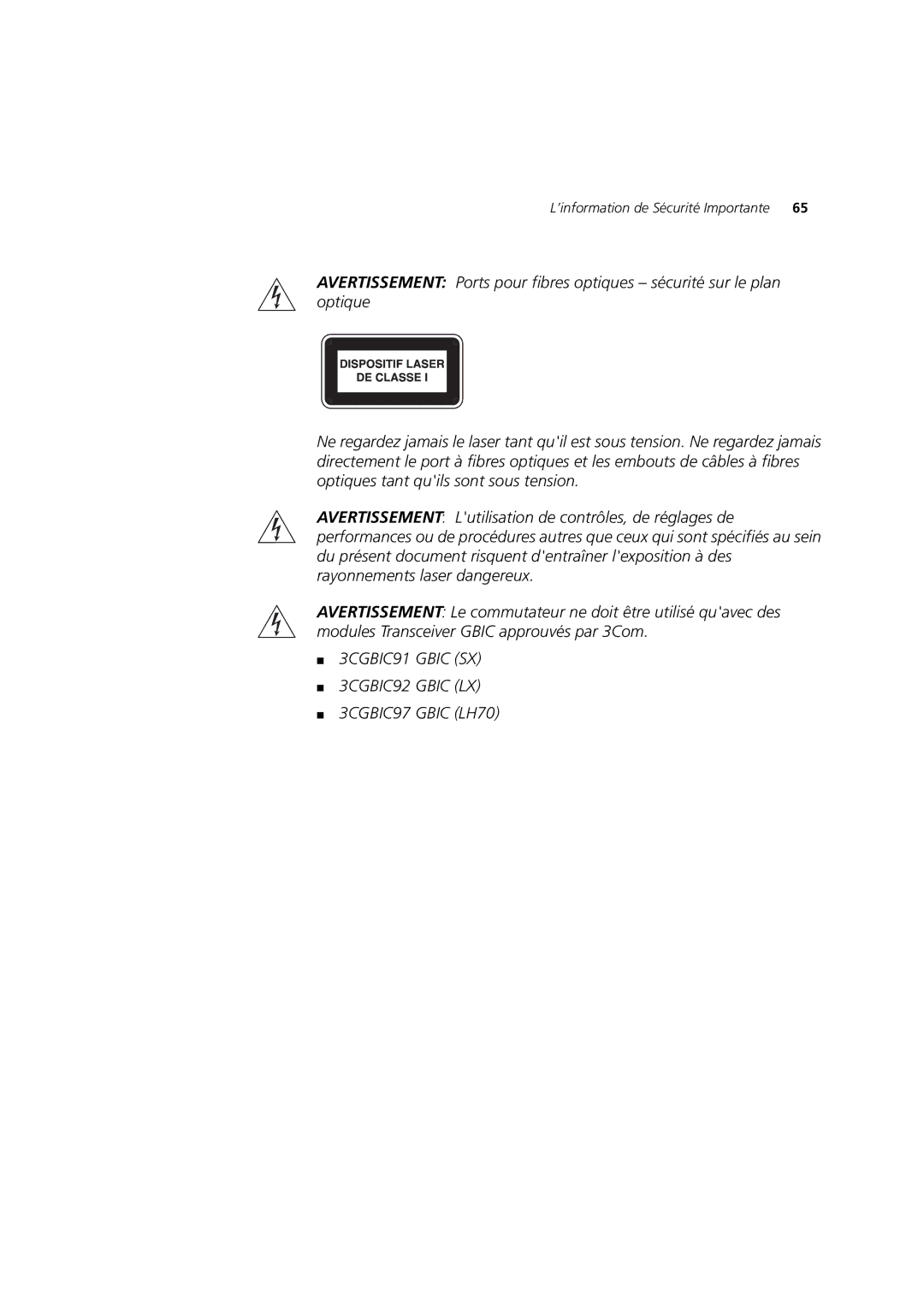 3Com DUA1770-0AAA04 manual 3CGBIC91 Gbic SX 3CGBIC92 Gbic LX 