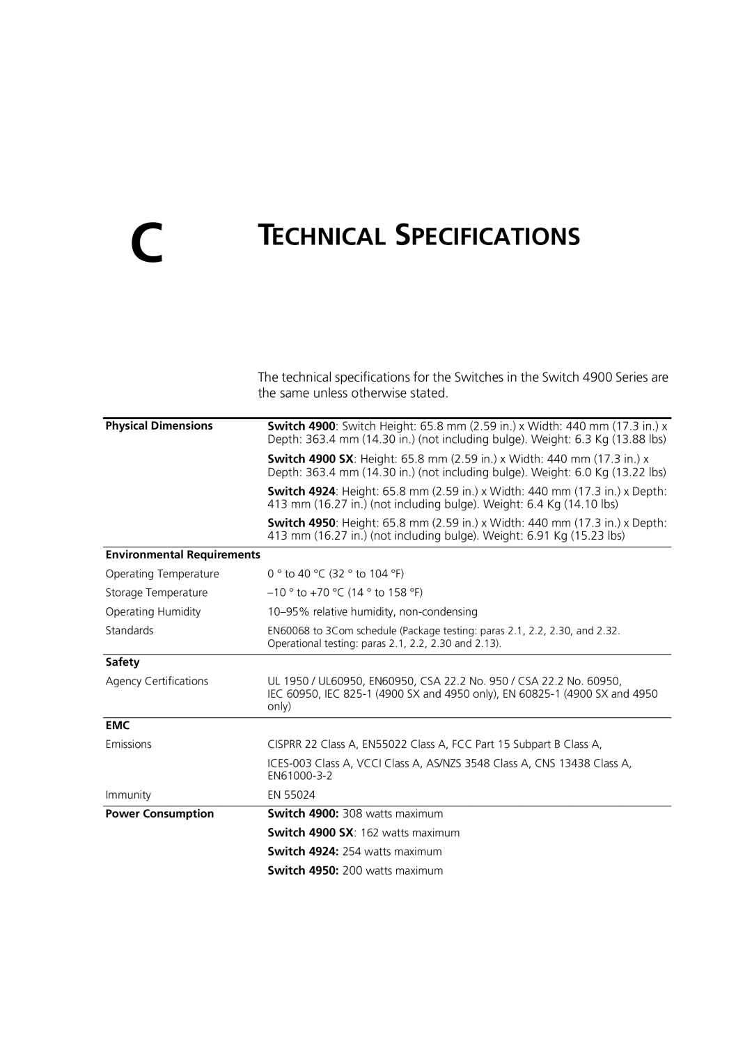 3Com DUA1770-0AAA04 manual Same unless otherwise stated, Physical Dimensions, Environmental Requirements, Safety 