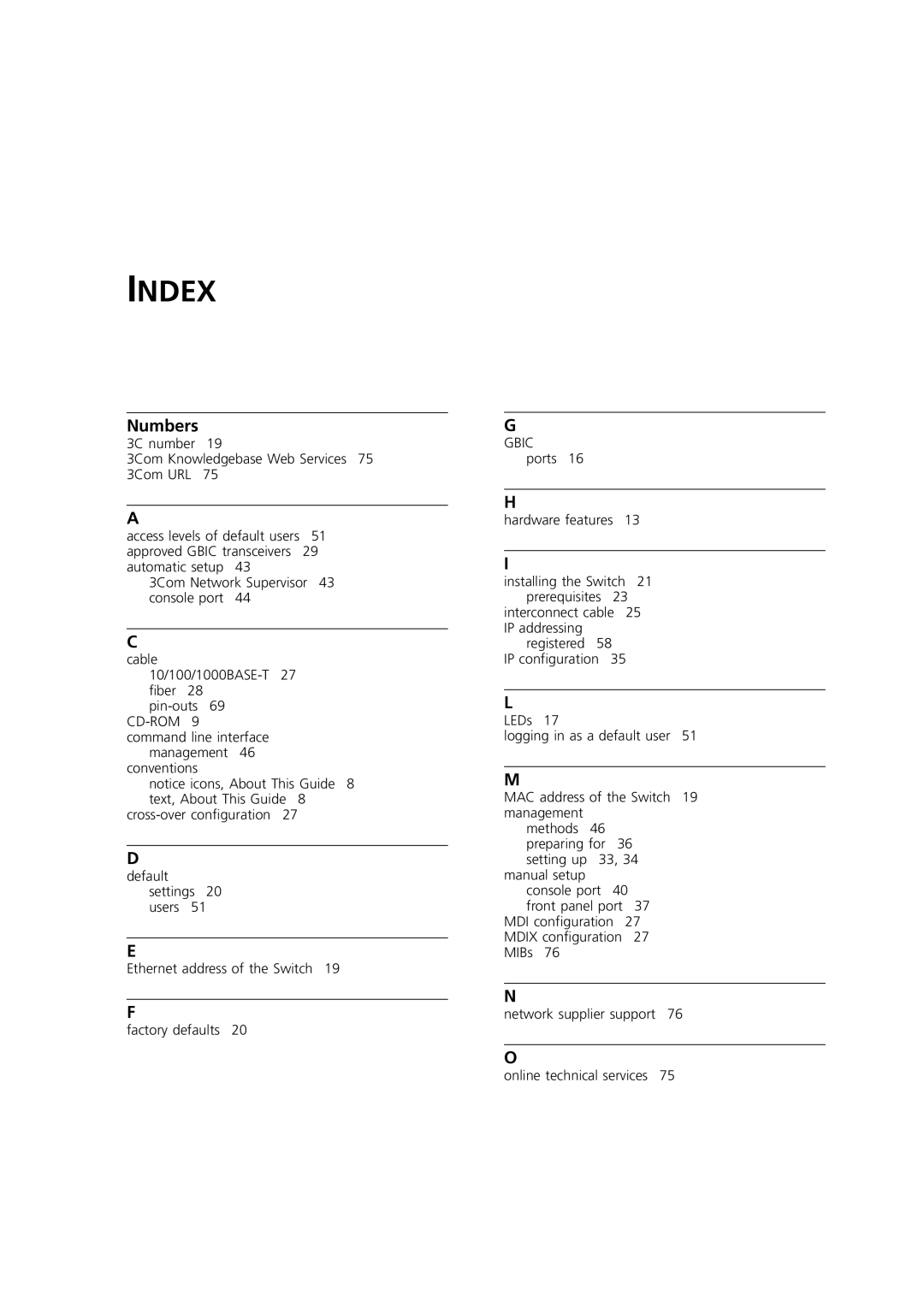 3Com DUA1770-0AAA04 manual Index, Numbers 