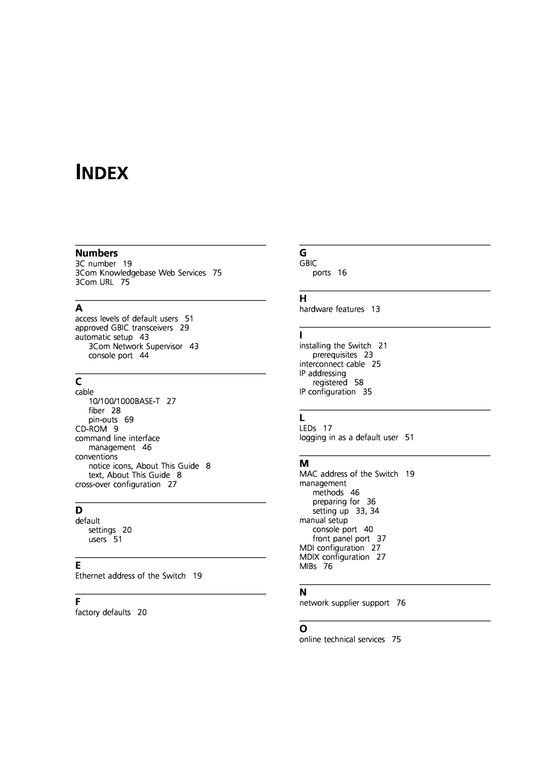 3Com DUA1770-0AAA04 manual Index, Numbers 