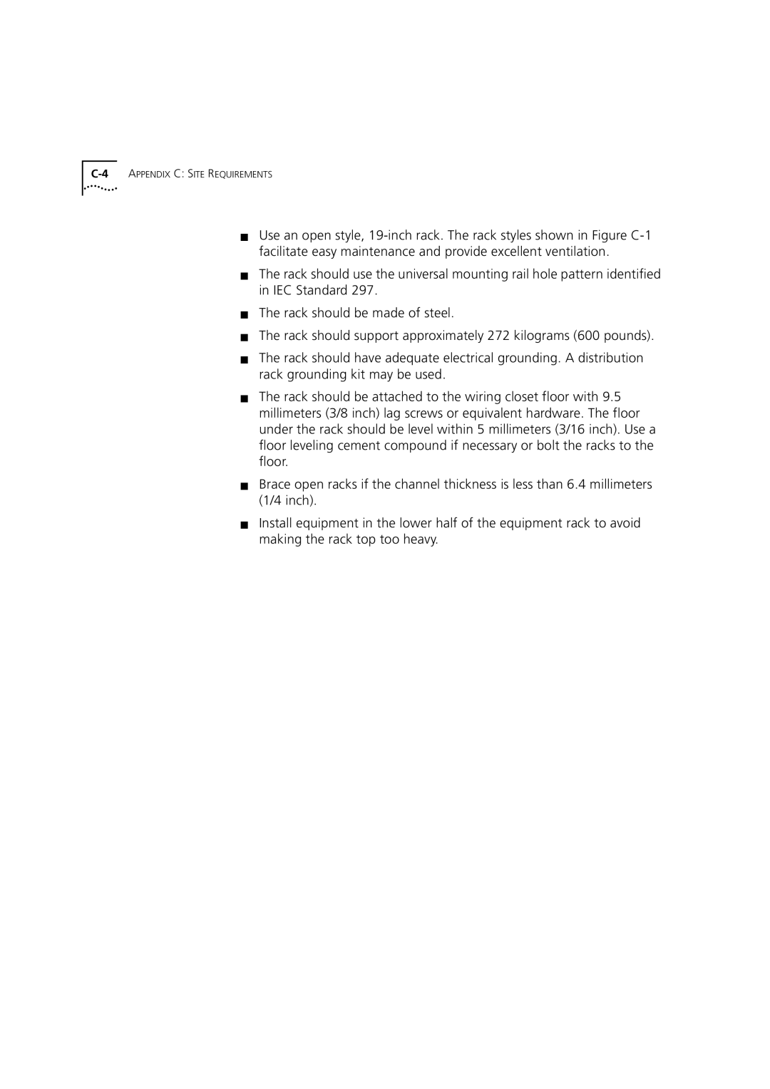 3Com DUA3700-0BAA04 manual 4APPENDIX C Site Requirements 