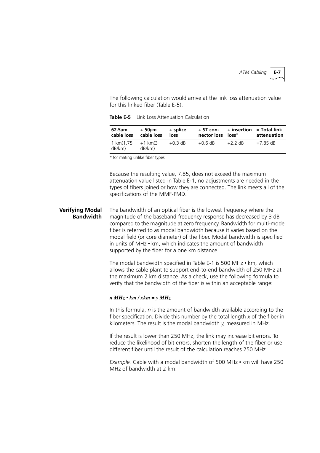 3Com DUA3700-0BAA04 manual MHz km / xkm = y MHz 