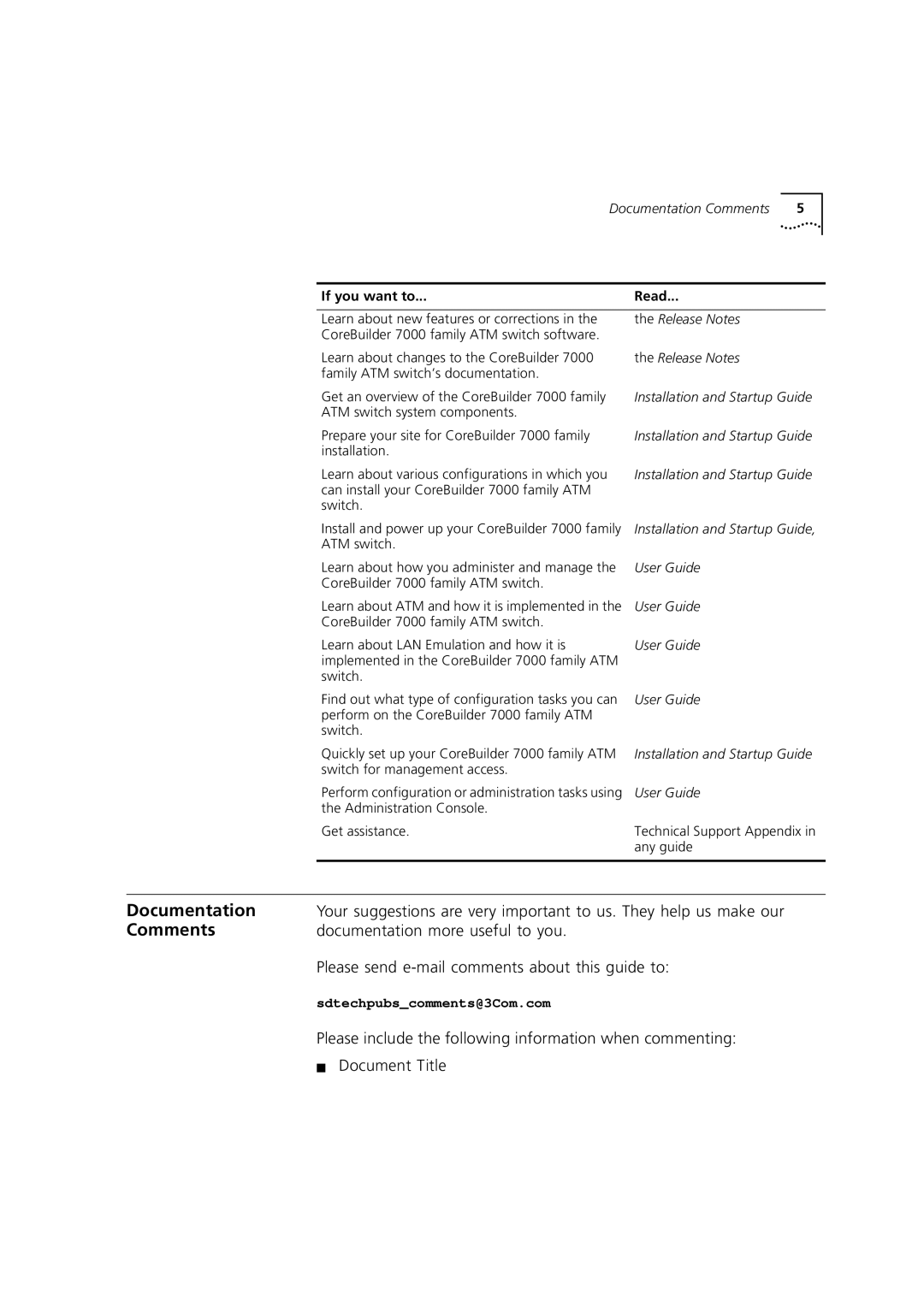 3Com DUA3700-0BAA04 manual Comments, Documentation more useful to you, Please send e-mail comments about this guide to 