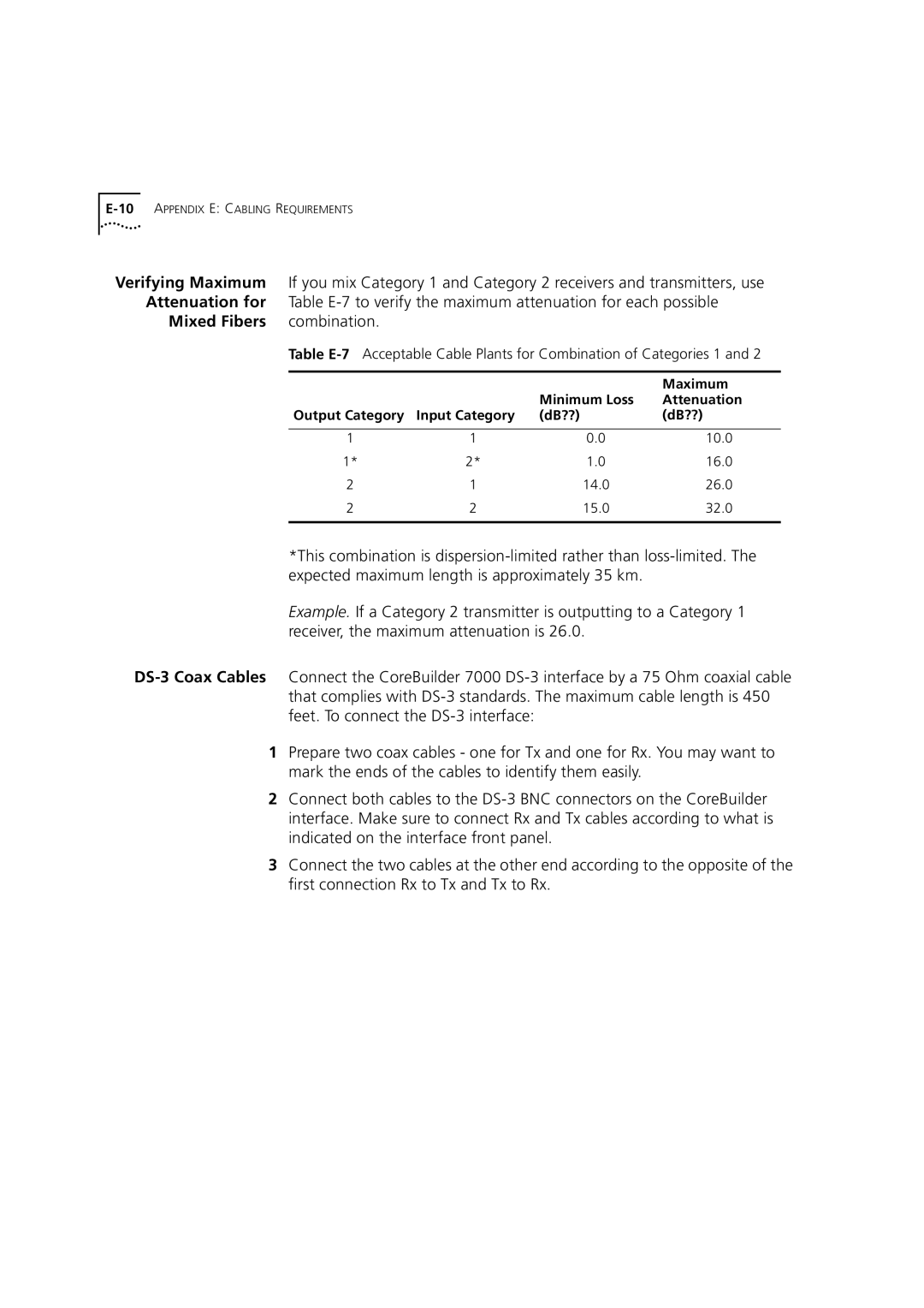 3Com DUA3700-0BAA04 manual Mixed Fibers combination, Maximum 