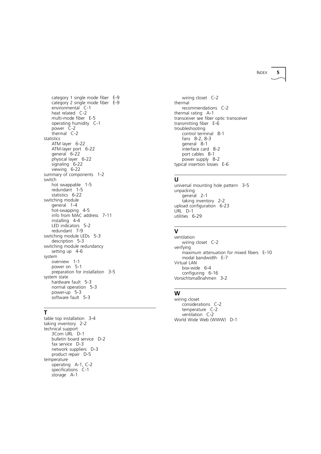 3Com DUA3700-0BAA04 manual Index 