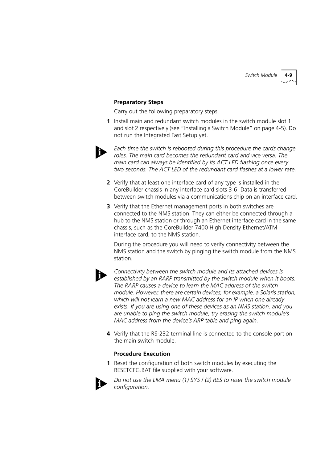 3Com DUA3700-0BAA04 manual Preparatory Steps, Procedure Execution 