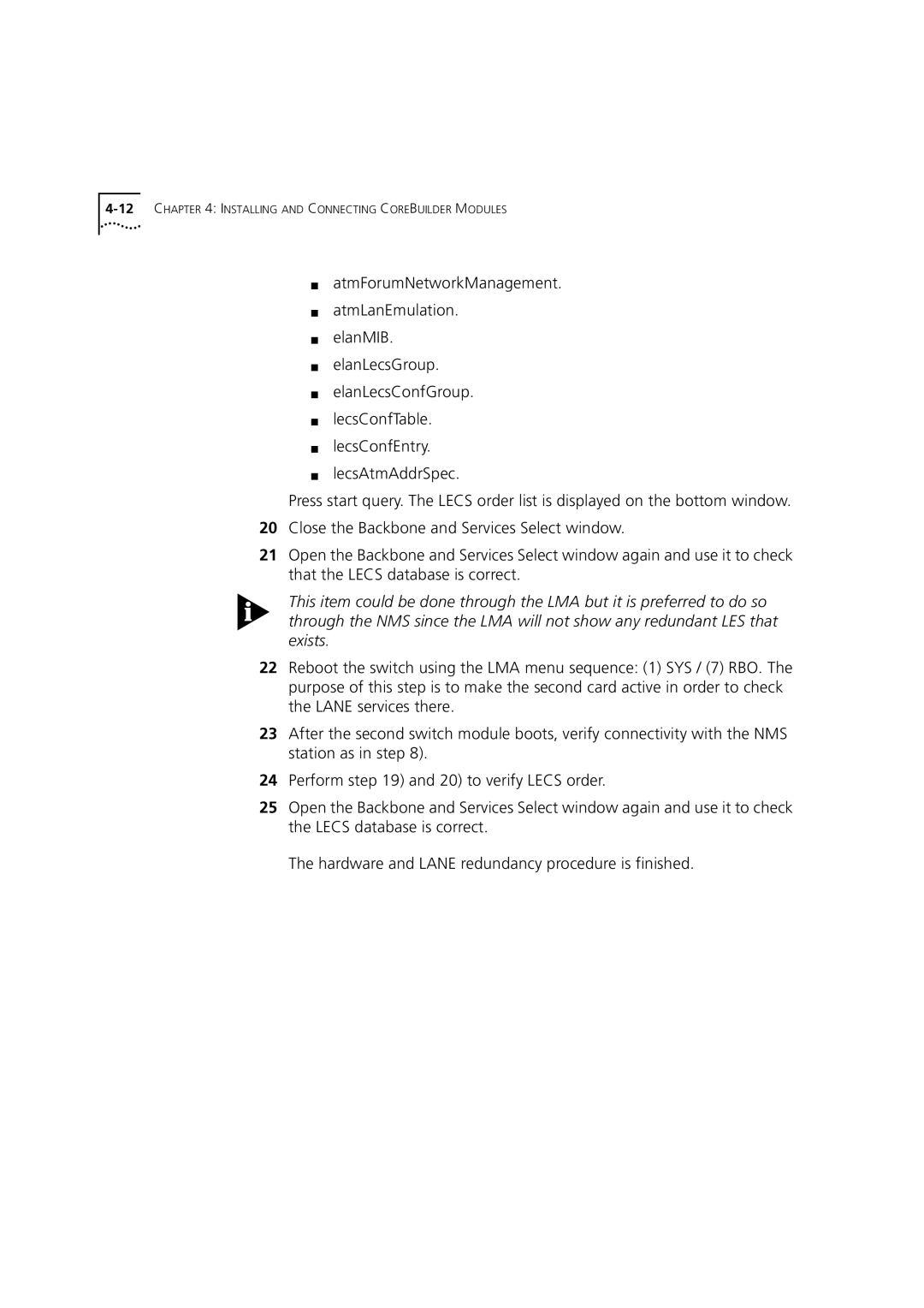 3Com DUA3700-0BAA04 manual 12CHAPTER 4 Installing and Connecting Corebuilder Modules 