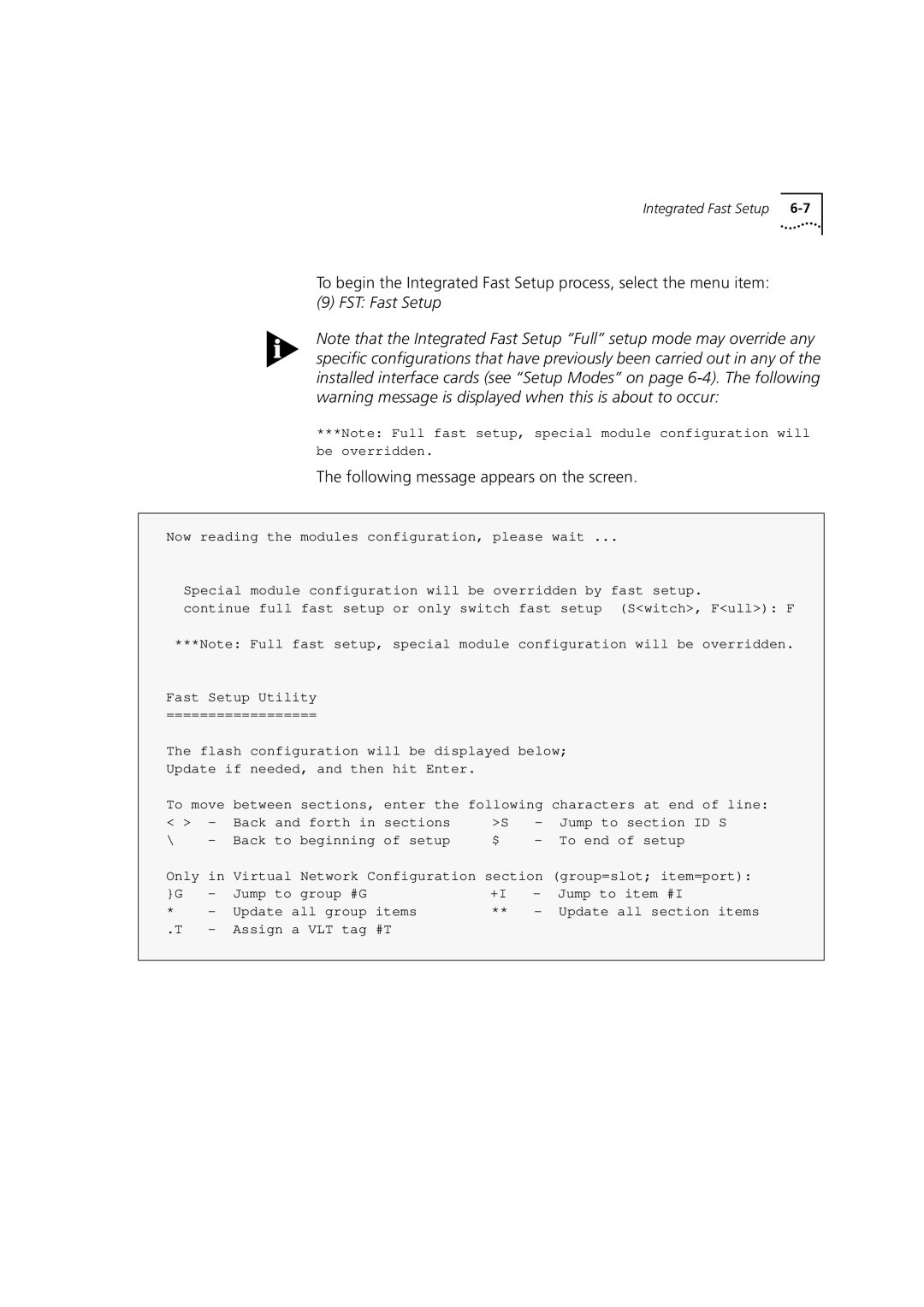 3Com DUA3700-0BAA04 manual FST Fast Setup, Following message appears on the screen 