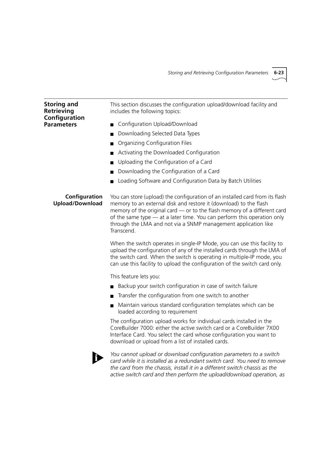 3Com DUA3700-0BAA04 manual Storing Retrieving Configuration Parameters 