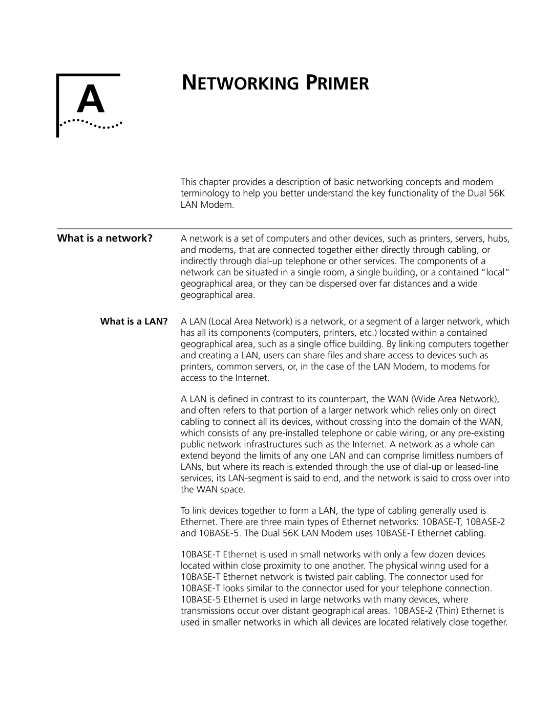 3Com Dual 56K manual Networking Primer 