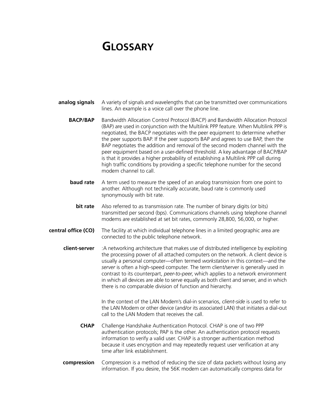 3Com Dual 56K manual Glossary 