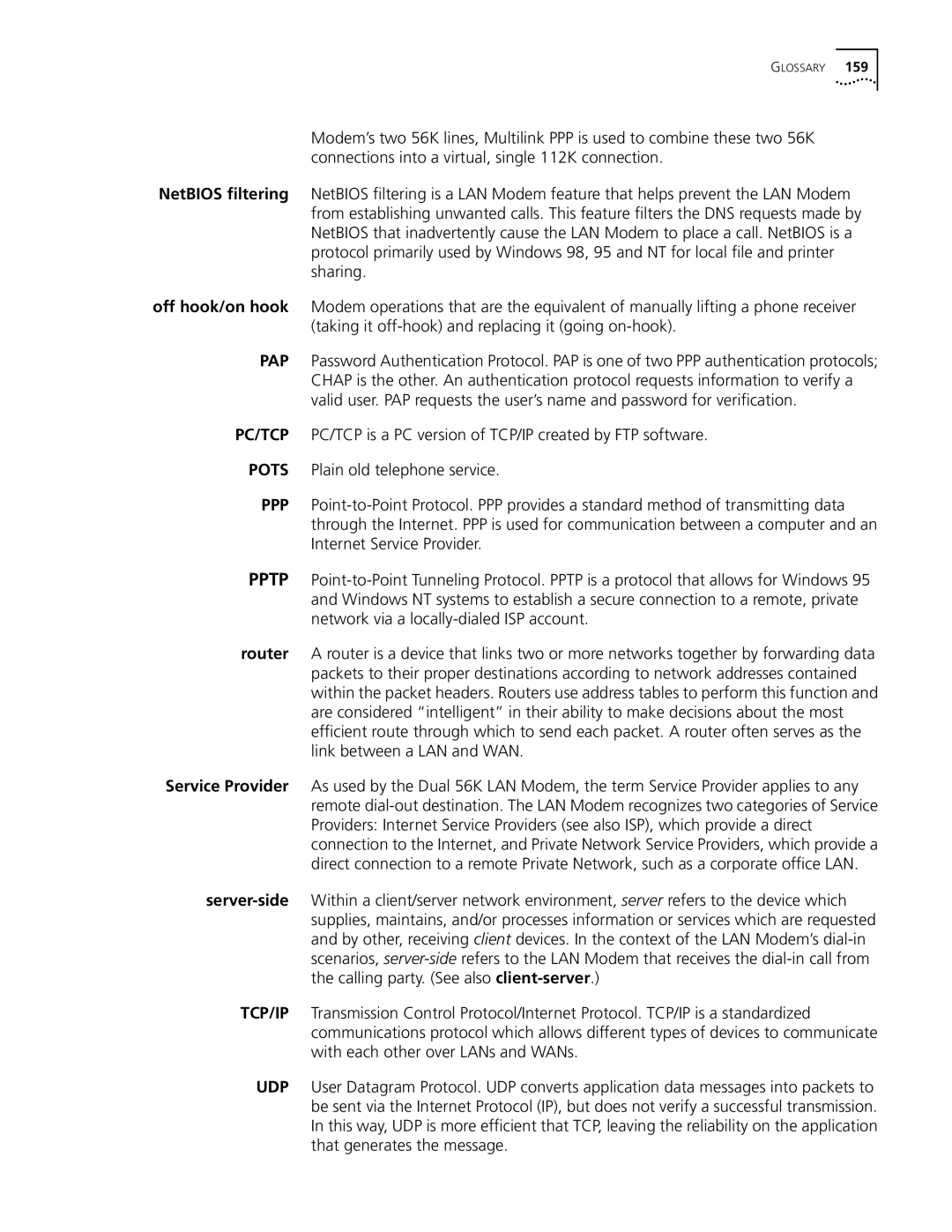 3Com Dual 56K manual Glossary 