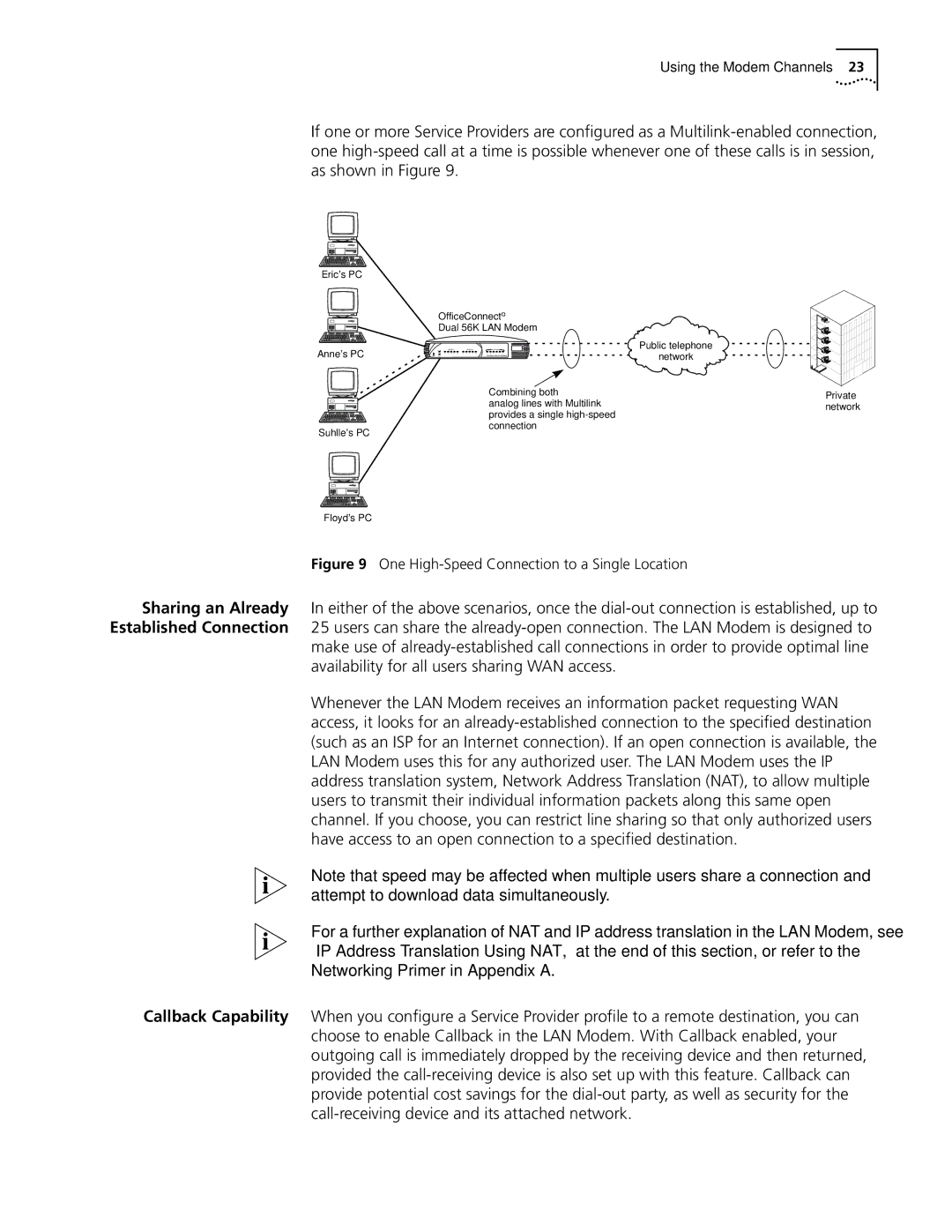 3Com Dual 56K manual Using the Modem Channels 