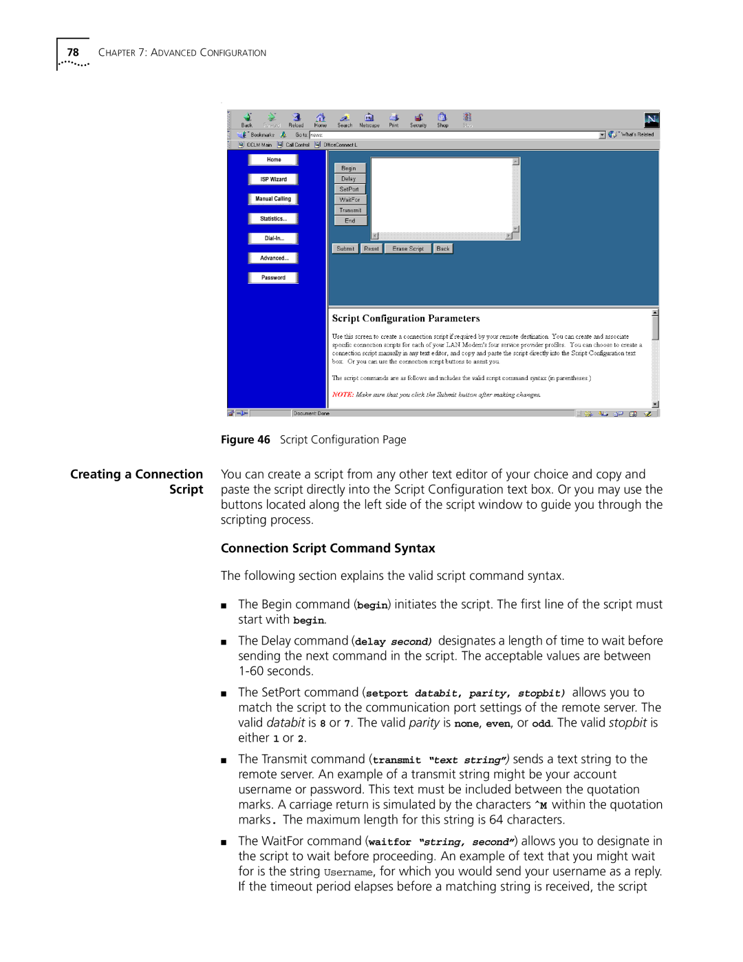 3Com Dual 56K manual Connection Script Command Syntax 