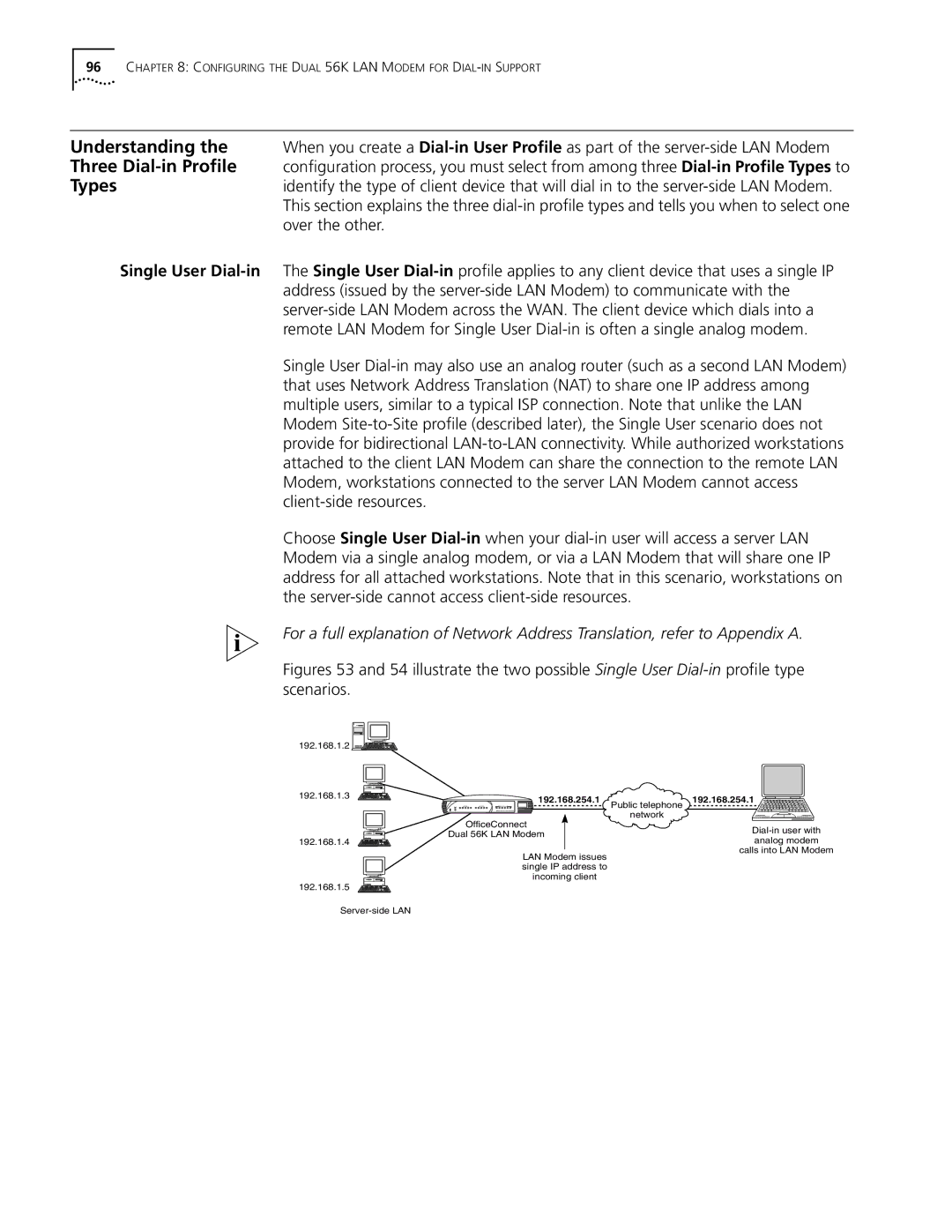 3Com manual Configuring the Dual 56K LAN Modem for DIAL-IN Support 