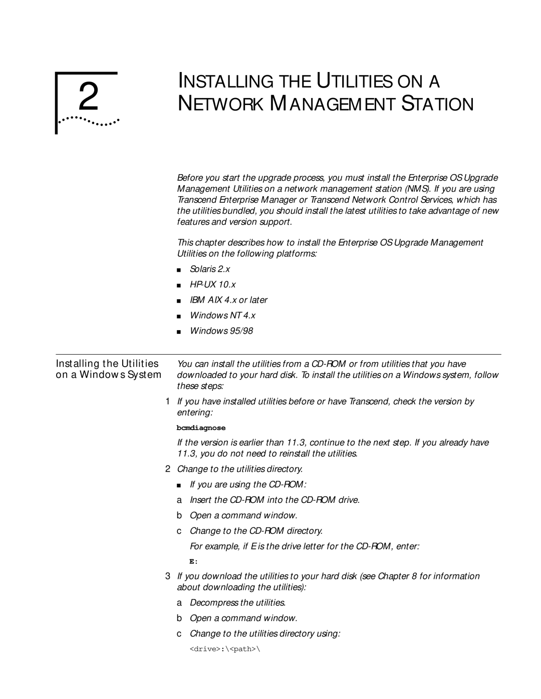 3Com ENTERPRISE OS 11.3 manual Installing the Utilities on a Network Management Station 