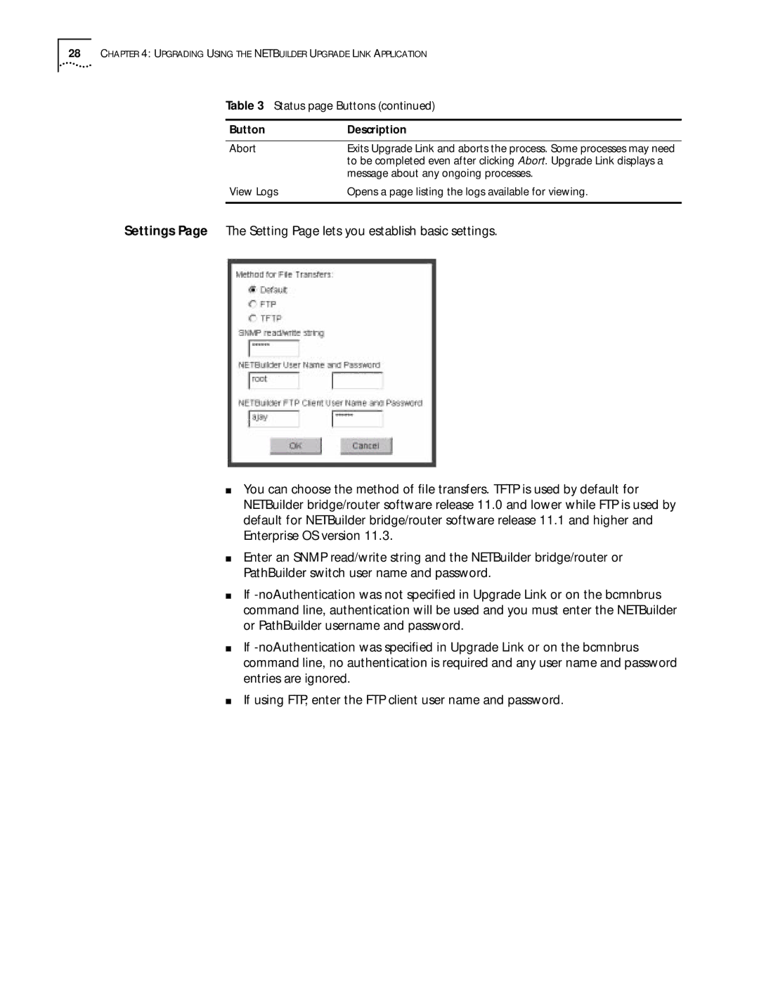 3Com ENTERPRISE OS 11.3 manual Abort 