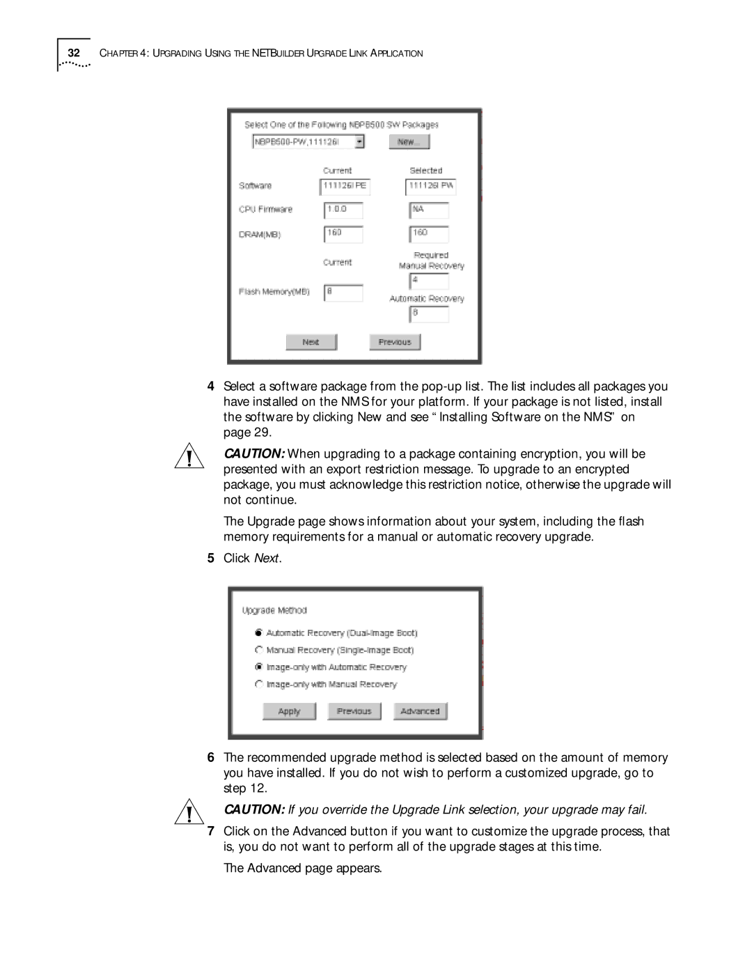 3Com ENTERPRISE OS 11.3 manual Upgrading Using the Netbuilder Upgrade Link Application 