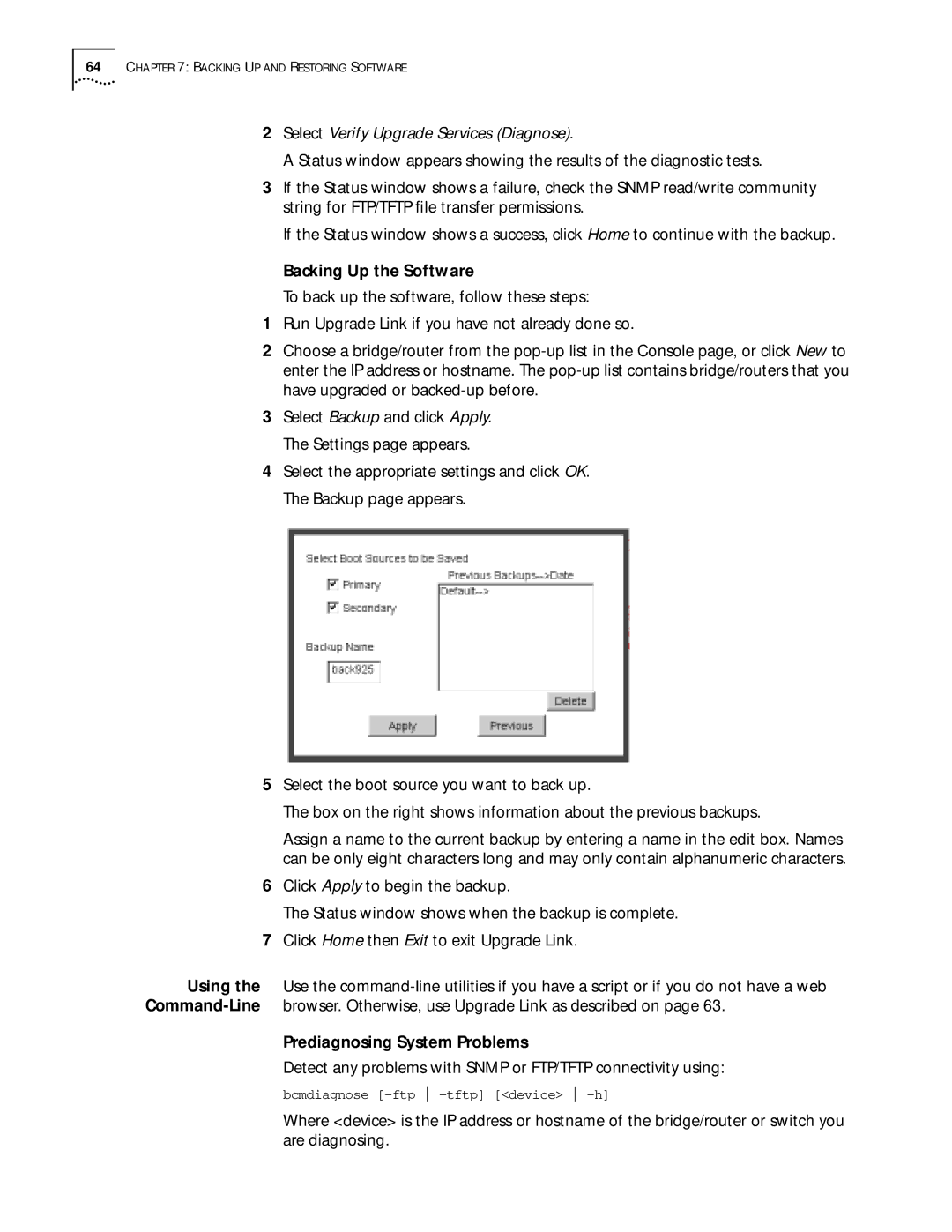 3Com ENTERPRISE OS 11.3 Select Verify Upgrade Services Diagnose, Backing Up the Software, Prediagnosing System Problems 