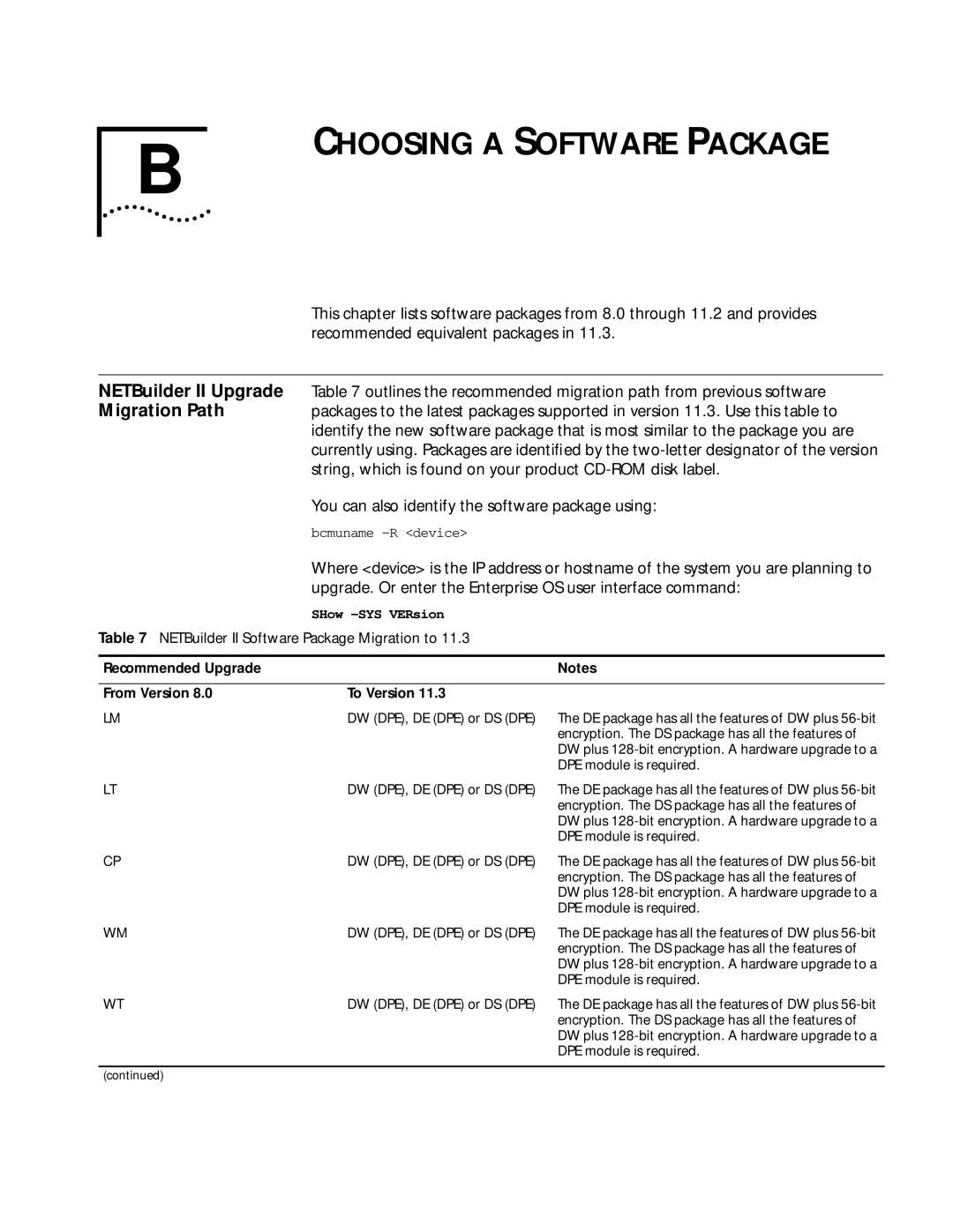 3Com ENTERPRISE OS 11.3 manual Choosing a Software Package, NETBuilder II Upgrade, Migration Path 