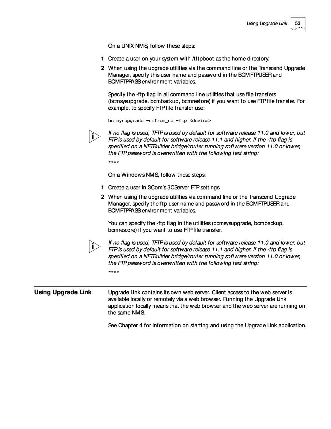 3Com ENTERPRISE OS 11.3 manual Using Upgrade Link 