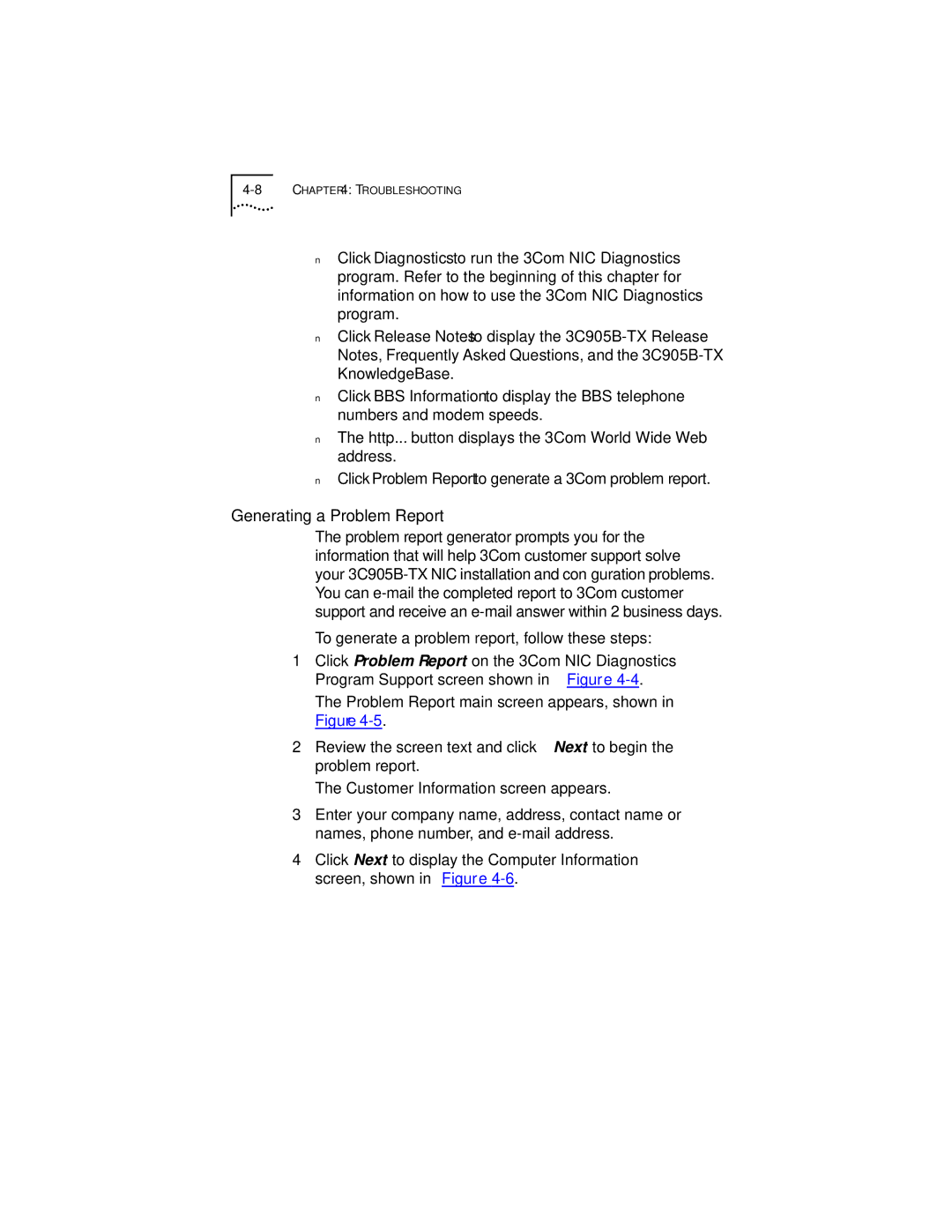 3Com Fast EtherLink XL PCI 10/100BASE-TX manual Generating a Problem Report 