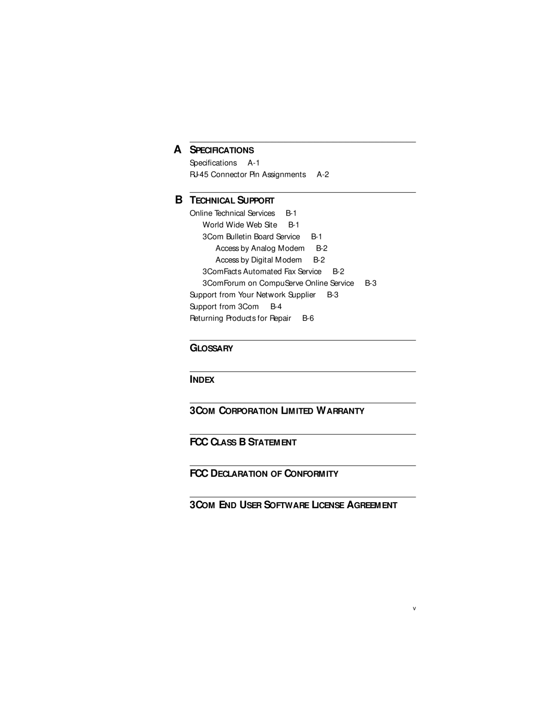 3Com Fast EtherLink XL PCI 10/100BASE-TX manual Specifications 