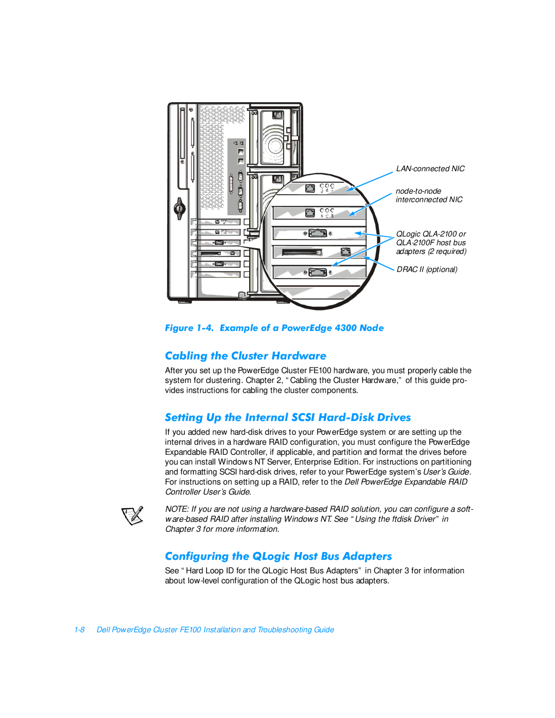 3Com FE100 manual Deolqjwkh&Oxvwhu+Dugzduh, 6HWWLQJ8SWKH,QWHUQDO6&6,+DUGLVNULYHV, RQILJXULQJWKH4/RJLF+RVW%XV$GDSWHUV 