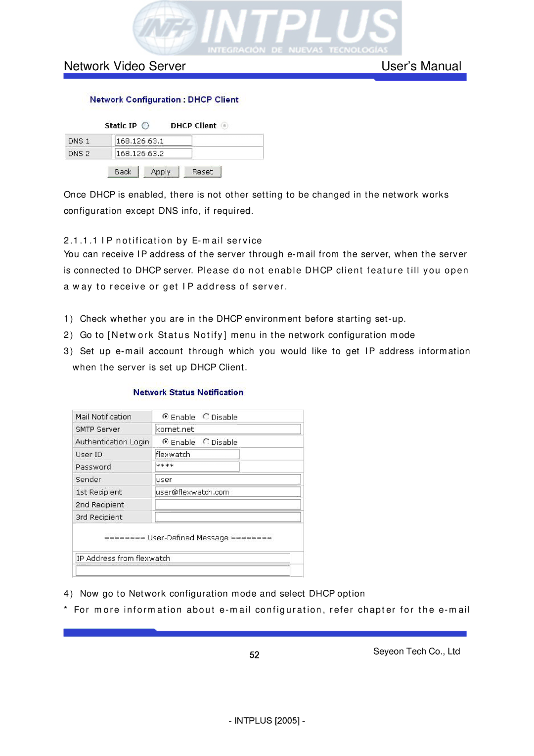 3Com FlexWATCH 3110 user manual IP notification by E-mail service 