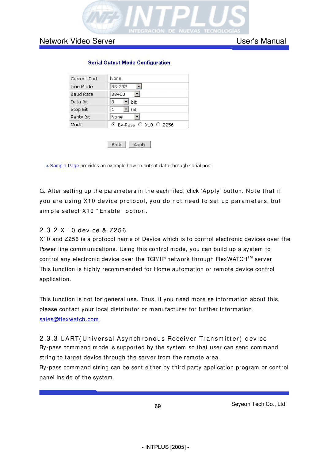 3Com FlexWATCH 3110 user manual 2 X 10 device & Z256, UARTUniversal Asynchronous Receiver Transmitter device 