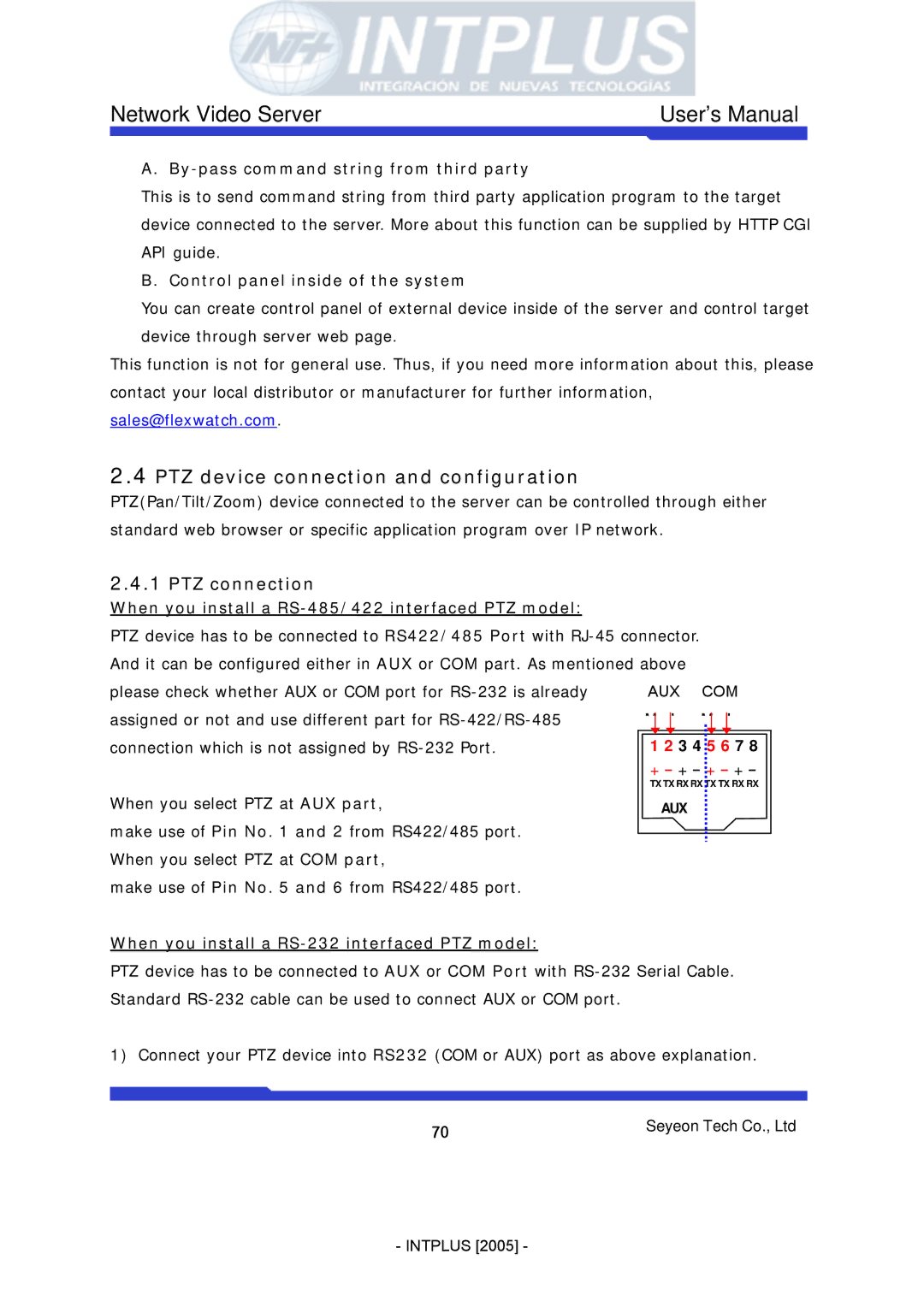 3Com FlexWATCH 3110 user manual PTZ device connection and configuration, PTZ connection 